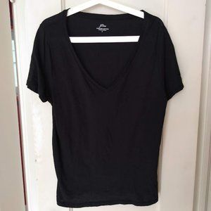 Vintage Cotton J. Crew V-neck T-shirt - L black